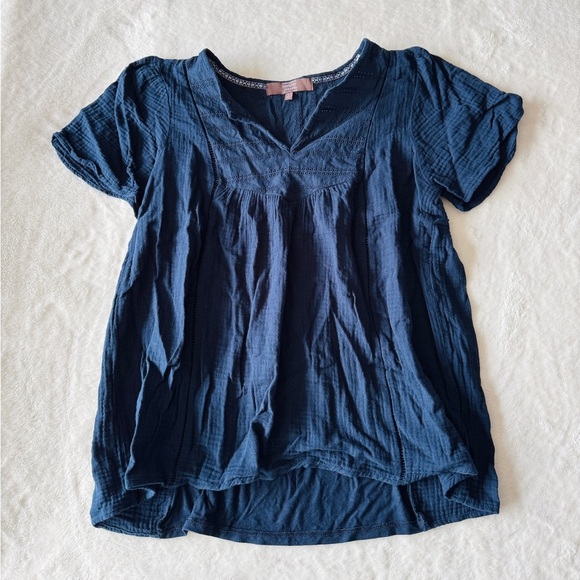 Berkley Jensen Cotton Blouse - Navy Blue - Size Large - Picture 1 of 7